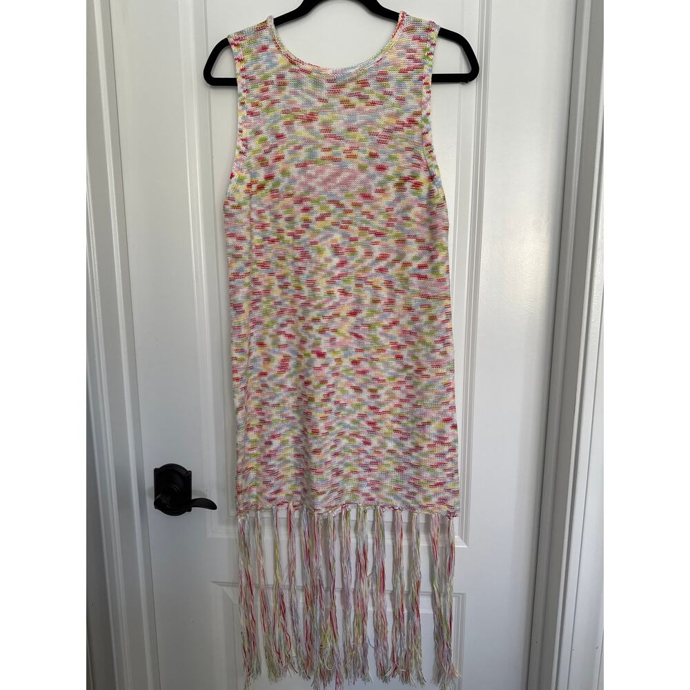 MSRP $120 ✨ 525 America Sleeveless Fringe Knit Sweater Dress – Size M fits S-M✨ - Picture 2 of 7